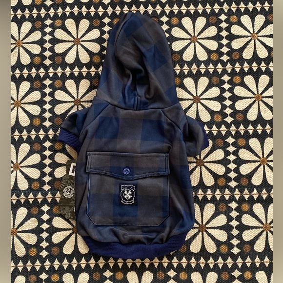 Dixxon NWT Blue Plaid Dog Hoodie Size M - Picture 2 of 8